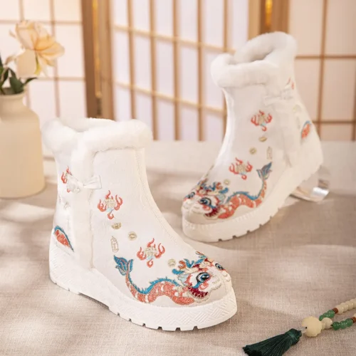 Hanfu Boots, Embroidered Shoes, Handmade