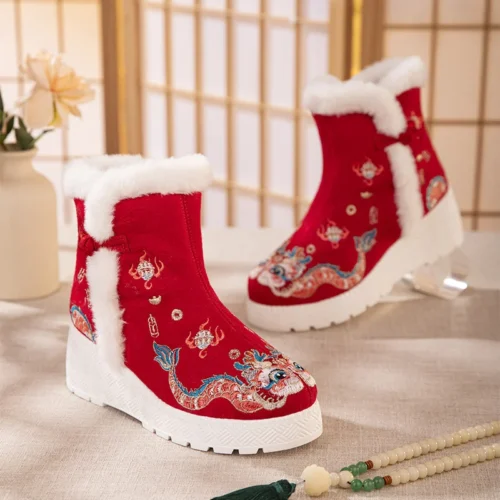 Hanfu Boots, Embroidered Shoes, Handmade
