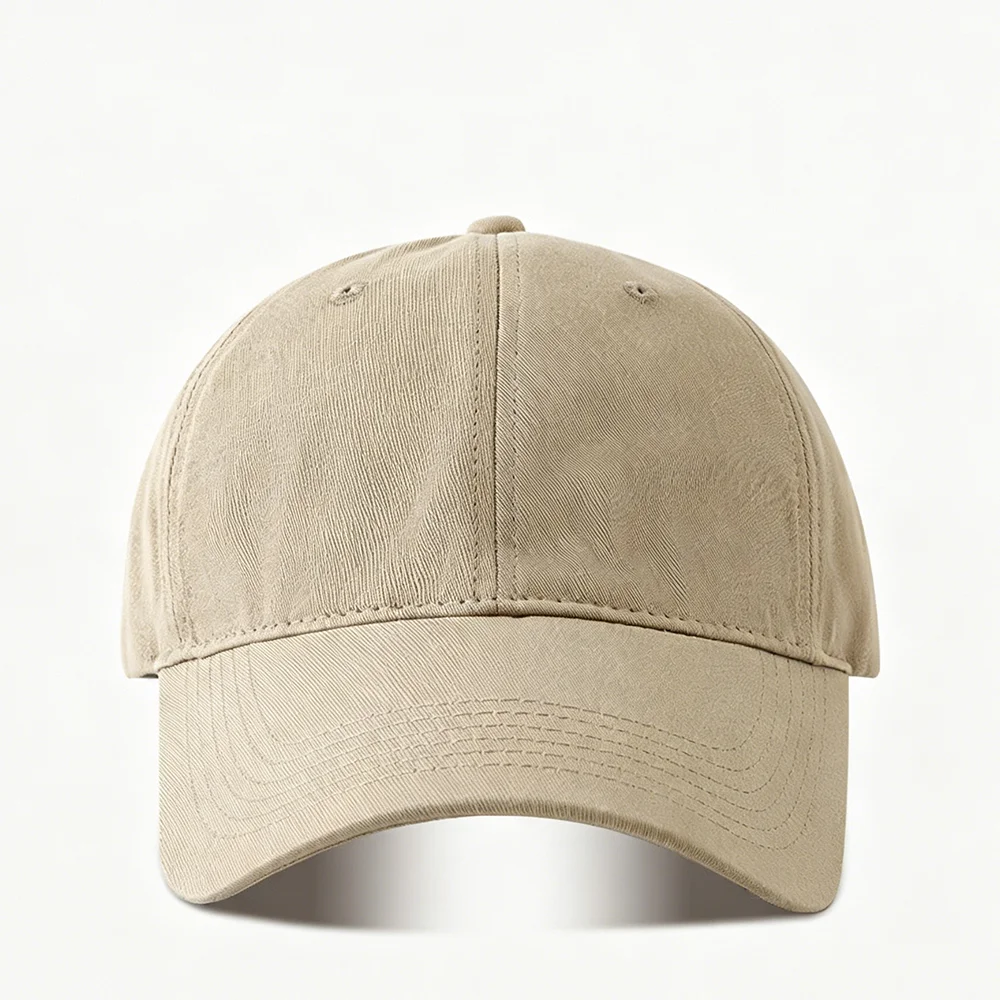 Classic Cotton Baseball Cap of Various colours -Khaki - Adjustable Snapback, Solid Color Everyday Hat
