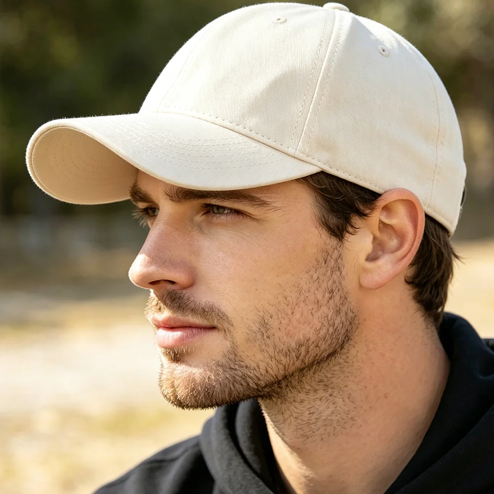 Classic Cotton Baseball Cap of Various colours -White - Adjustable Snapback, Solid Color Everyday Hat - Image 2